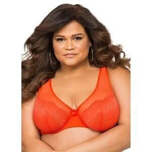 Ashley Stewart Soft Cup Bra Orange Underwire Womens Size 44DDD